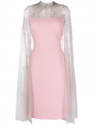 Платье с кристаллами и кейпом Jenny Packham. Цвет: розовый