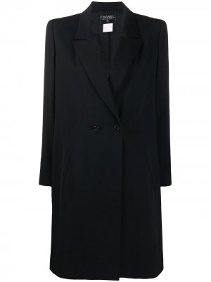 Двубортное пальто 1998-го года Chanel Pre-Owned. Цвет: черный