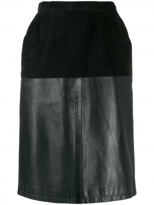 Бархатная юбка 1980-х годов прямого кроя Yves Saint Laurent Pre-Owned. Цвет: черный