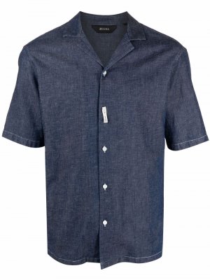 Джинсовая рубашка с короткими рукавами Z Zegna. Цвет: синий