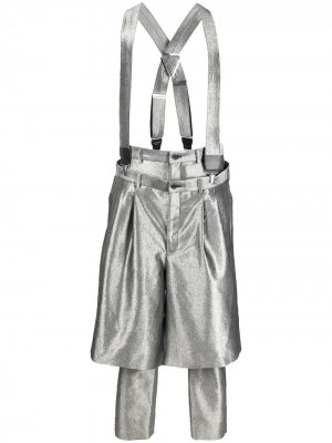 Многослойные брюки с подтяжками Comme Des Garçons Homme Plus. Цвет: серебристый