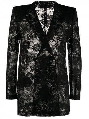 Двубортный кружевной пиджак Givenchy. Цвет: черный