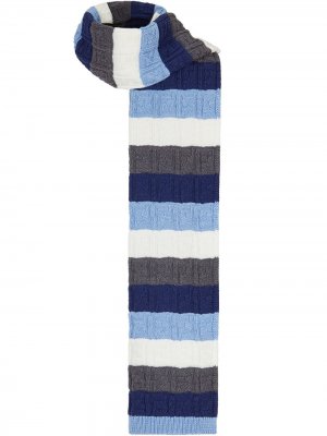 Полосатый шарф с логотипом FF Fendi. Цвет: синий