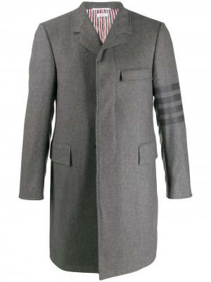 Пальто Chesterfield с полосками 4-Bar Thom Browne. Цвет: серый