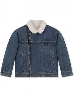 Джинсовая куртка с меховым воротником Dolce & Gabbana Kids. Цвет: синий