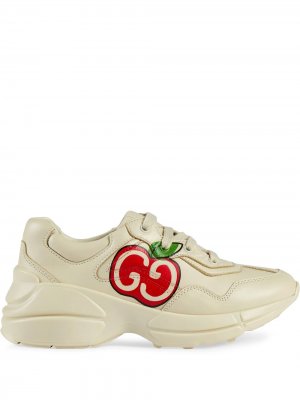Кроссовки Rhyton с логотипом GG Gucci Kids. Цвет: нейтральные цвета