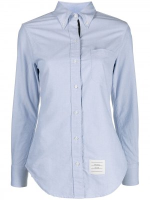 Рубашка с длинными рукавами и нашивкой-логотипом Thom Browne. Цвет: синий
