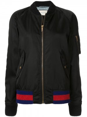 Куртка-бомбер с вышивкой Gucci Pre-Owned. Цвет: черный