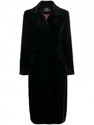 Бархатное пальто с вышивкой Etro. Цвет: нейтральные цвета
