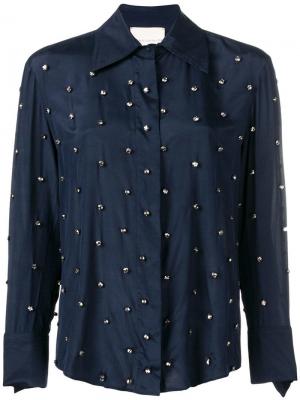 Приталенная блузка с украшением из поделочных камней Erika Cavallini. Цвет: синий