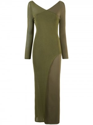 Платье асимметричного кроя с разрезом Dion Lee. Цвет: зеленый
