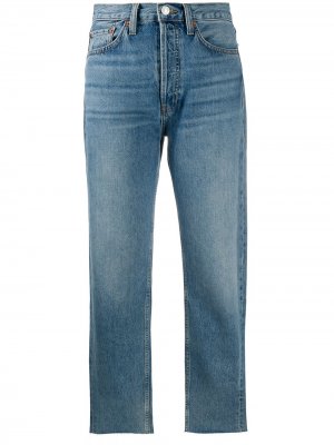 Укороченные прямые джинсы с завышенной талией RE/DONE. Цвет: синий