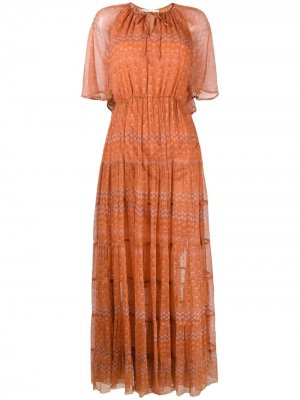 Платье макси с цветочным принтом Mes Demoiselles. Цвет: оранжевый