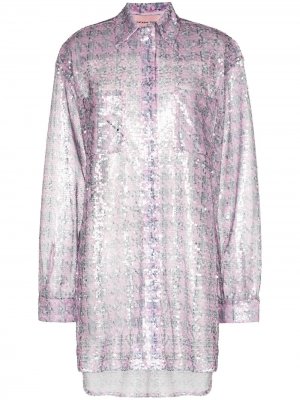 Полупрозрачная рубашка в ломаную клетку Natasha Zinko. Цвет: розовый