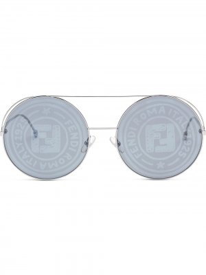 Солнцезащитные очки Runaway в круглой оправе Fendi. Цвет: серебристый