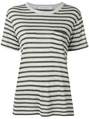 Полосатая футболка с карманом alexanderwang.t. Цвет: серый