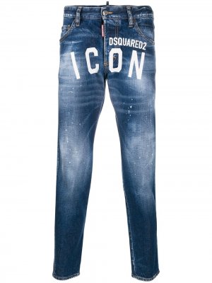 Зауженные джинсы Icon с логотипом Dsquared2. Цвет: синий
