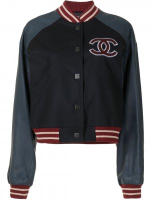 Куртка-бомбер Sports Letterman Baseball Chanel Pre-Owned. Цвет: синий