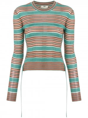 Приталенный свитер в полоску Fendi. Цвет: зеленый