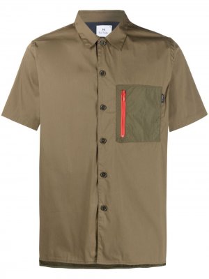 Рубашка с короткими рукавами и карманом PS Paul Smith. Цвет: зеленый