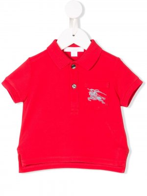 Рубашка-поло с контрастным логотипом Burberry Kids. Цвет: красный