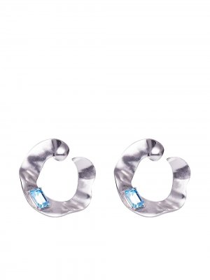 Серьги-кольца с кристаллами Oscar de la Renta. Цвет: серебристый