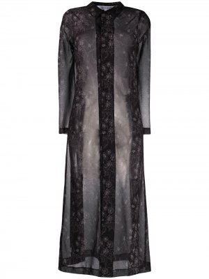 Платье-рубашка с цветочным принтом Comme Des Garçons. Цвет: черный