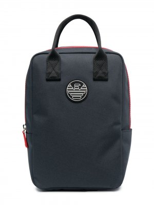 Рюкзак с нашивкой-логотипом Emporio Armani Kids. Цвет: синий