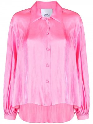 Атласная рубашка с длинными рукавами Erika Cavallini. Цвет: розовый