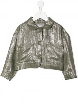 Куртка с эффектом металлик на пуговицах Il Gufo. Цвет: зеленый
