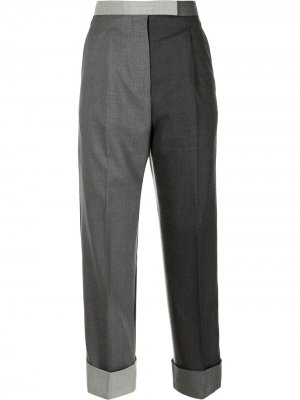 Укороченные брюки с контрастными вставками Thom Browne. Цвет: серый