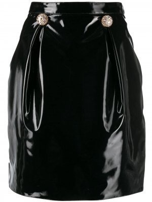 Юбка мини из искусственной кожи Versace. Цвет: черный