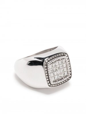 Серебряное кольцо-печатка с бриллиантами Emanuele Bicocchi. Цвет: серебристый