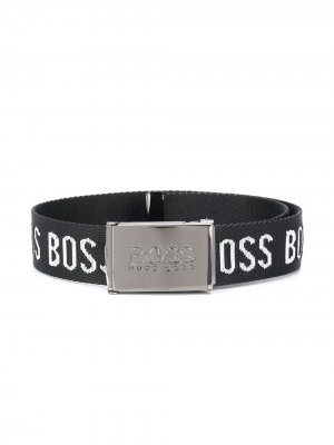 Ремень с логотипом BOSS Kidswear. Цвет: черный