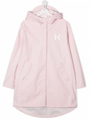 Пальто с логотипом Kenzo Kids. Цвет: розовый