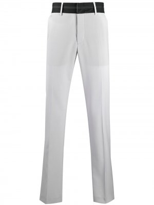 Строгие брюки с контрастным поясом MSGM. Цвет: серый