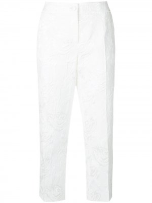 Укороченные жаккардовые брюки Dolce & Gabbana. Цвет: белый