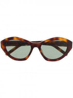 Солнцезащитные очки в оправе кошачий глаз черепаховой расцветки Saint Laurent Eyewear. Цвет: коричневый