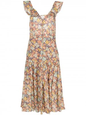Платье миди Malgosia с цветочным принтом Veronica Beard. Цвет: разноцветный