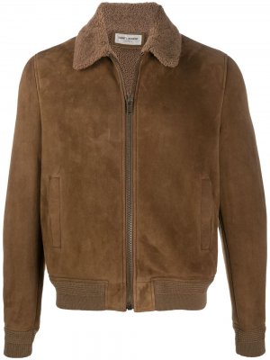 Куртка на молнии с косым воротником Saint Laurent. Цвет: коричневый