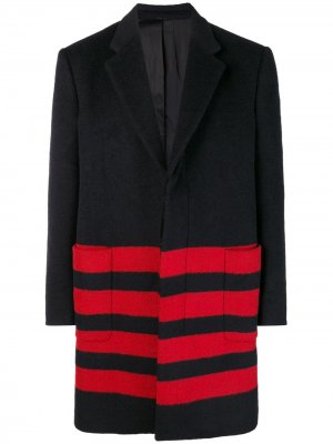 Однобортное пальто в полоску Calvin Klein 205W39nyc. Цвет: черный