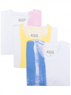 Комплект из трех футболок с принтом Maison Margiela. Цвет: синий