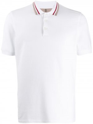 Рубашка-поло с воротником в полоску Brunello Cucinelli. Цвет: белый