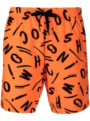 Плавки-шорты с логотипом Moschino. Цвет: оранжевый