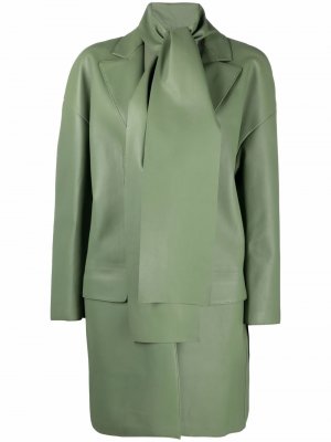 Однобортное пальто с заостренными лацканами Salvatore Ferragamo. Цвет: зеленый