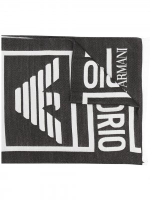 Шарф с вышитым логотипом Emporio Armani. Цвет: черный