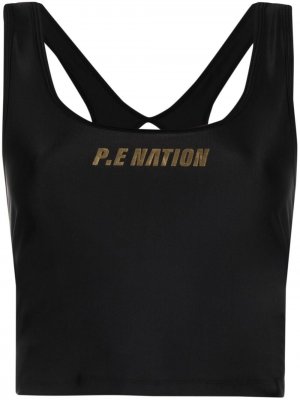 Топ без рукавов Front Runner с логотипом P.E Nation. Цвет: черный