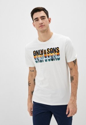 Футболка Only & Sons. Цвет: белый