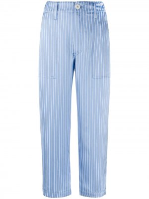 Укороченные атласные брюки с завышенной талией Jejia. Цвет: синий