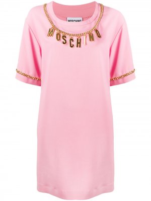 Платье-футболка с логотипом Moschino. Цвет: розовый